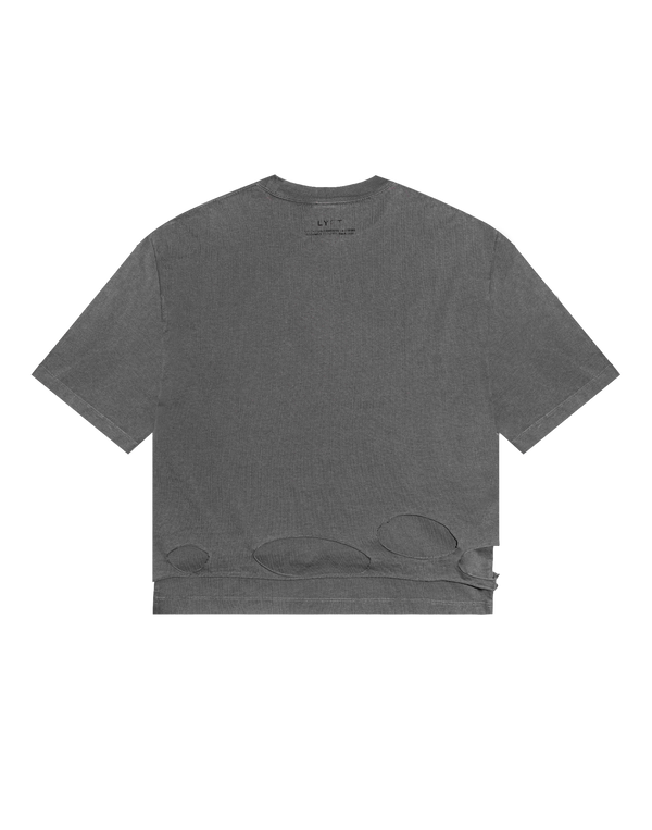 LÝFT × Power House Gym Layered Vintage Cropped T-Shirt - D.Grey