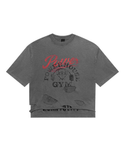 LÝFT × Power House Gym Layered Vintage Cropped T-Shirt - D.Grey