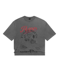 LÝFT × Power House Gym Layered Vintage Cropped T-Shirt - D.Grey LÝFT × Power House Gym Layered Vintage Cropped T-Shirt - D.Grey