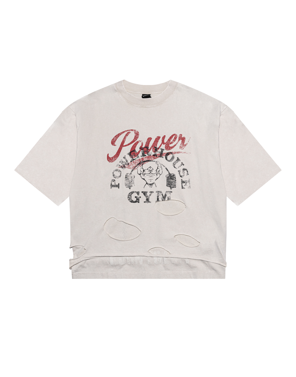 LÝFT × Power House Gym Layered Vintage Cropped T-Shirt - Ivory