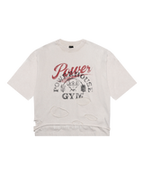 LÝFT × Power House Gym Layered Vintage Cropped T-Shirt - Ivory