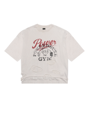 LÝFT × Power House Gym Layered Vintage Cropped T-Shirt - Ivory