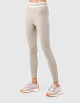 Stripe High Rise Leggings - Beige