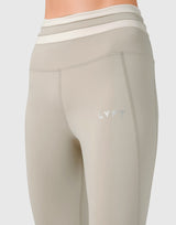 Stripe High Rise Leggings - Beige