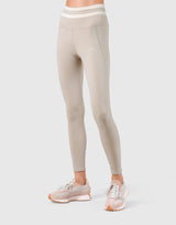 Stripe High Rise Leggings - Beige