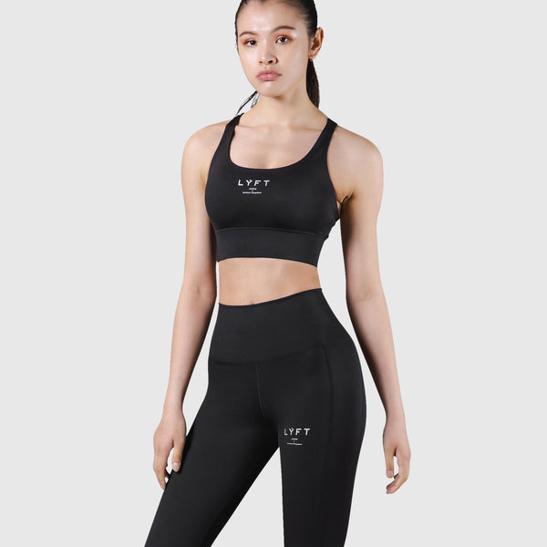 新品未使用 LÝFT リフト ブラトップ ショートレギンス セットアップ M 黒 LÝFT Cross Strap Bratop - Black