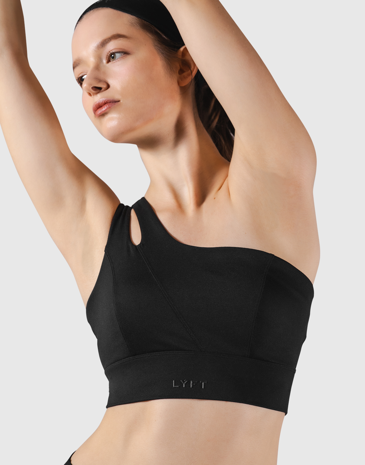 Cutout One Shoulder Bratop - Black