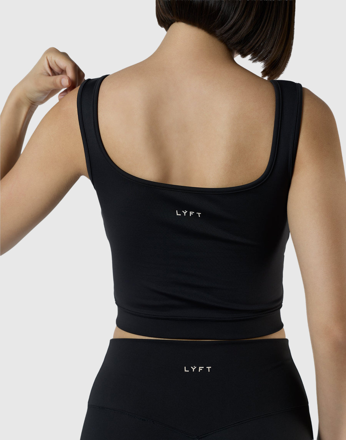 Square Neck Sports Bratop - Black