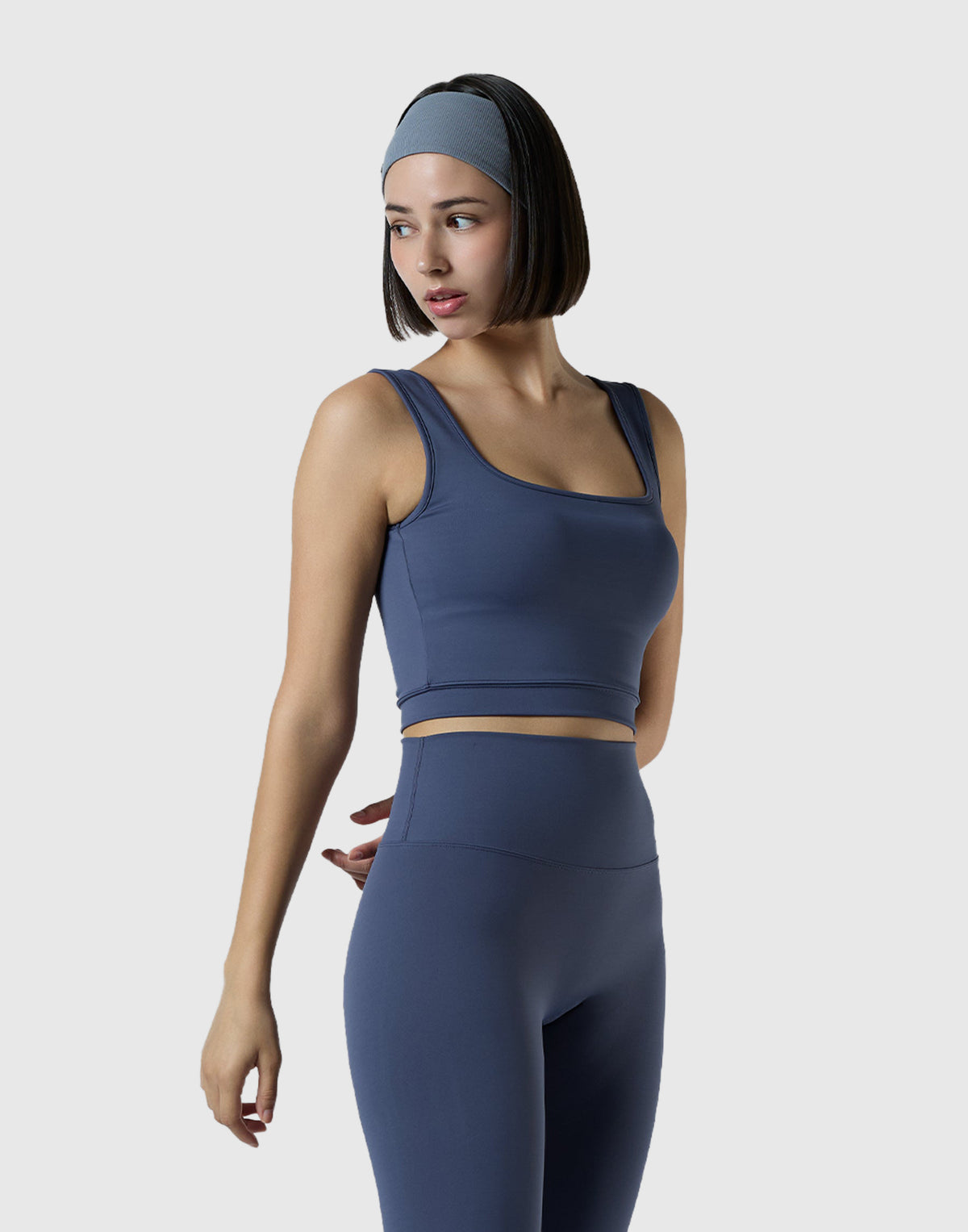 Square Neck Sports Bratop - Navy