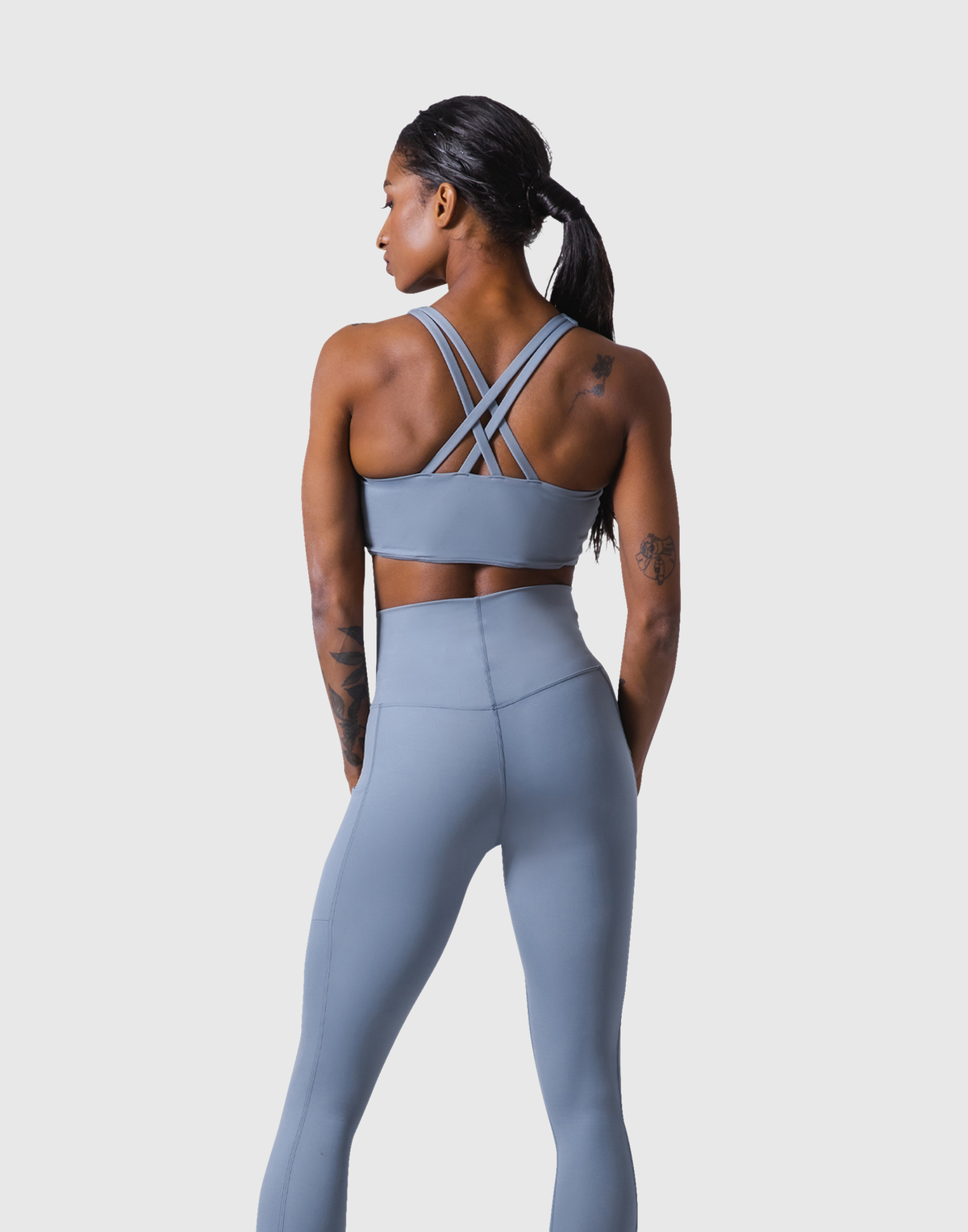 Woven Label Double Cross Strap Bratop - L.Blue