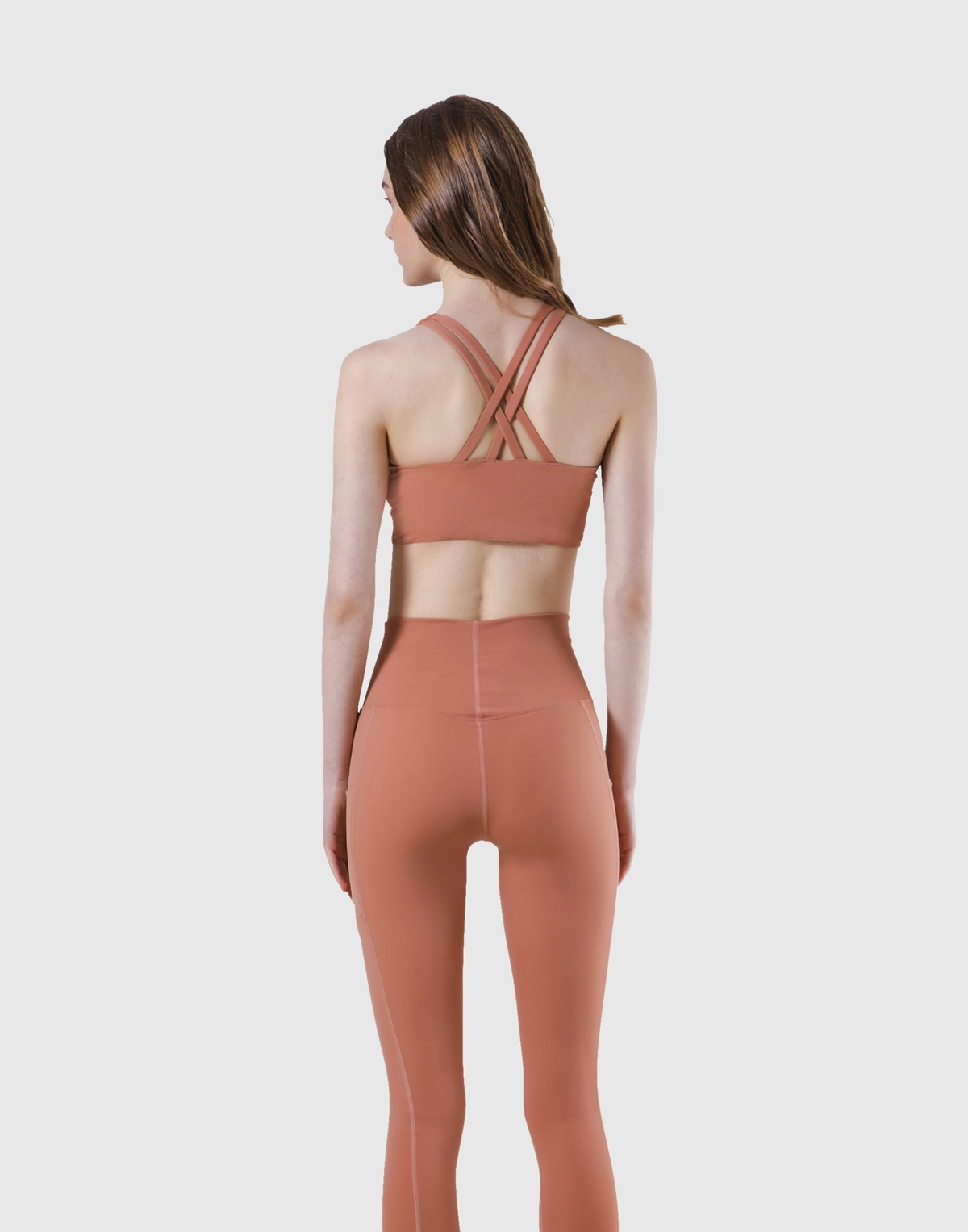 Woven Label Double Cross Strap Bratop - Coral