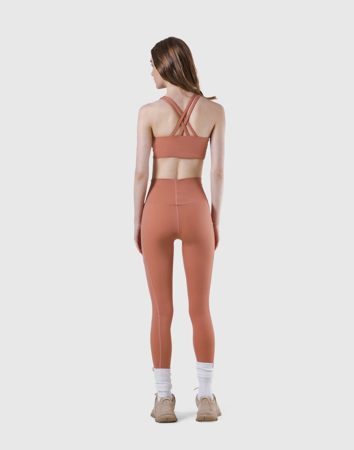 Woven Label Double Cross Strap Bratop - Coral