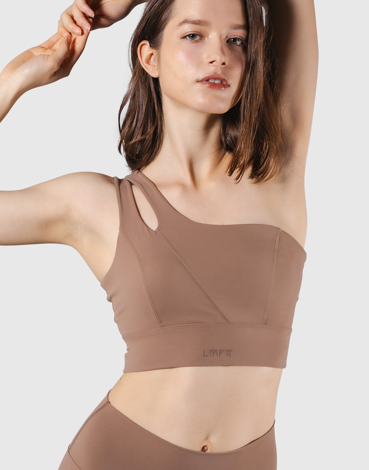 Cutout One Shoulder Bratop - Brown