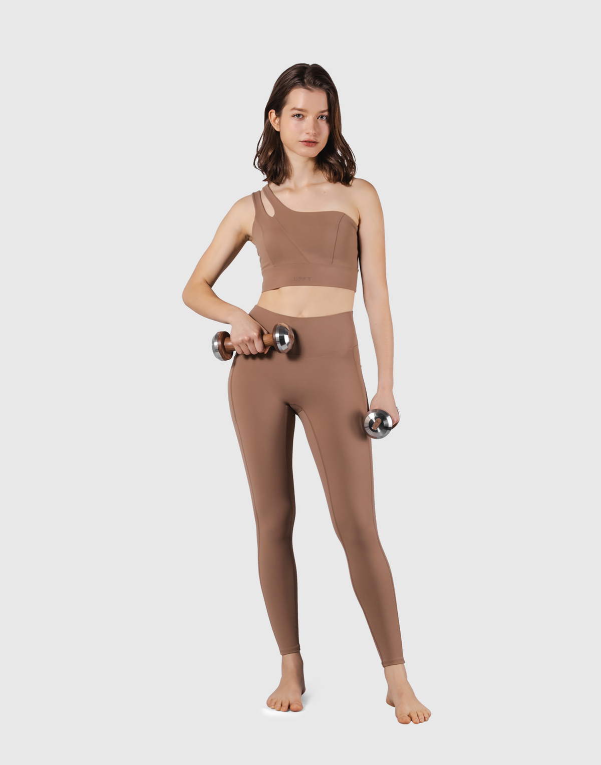 Cutout One Shoulder Bratop - Brown