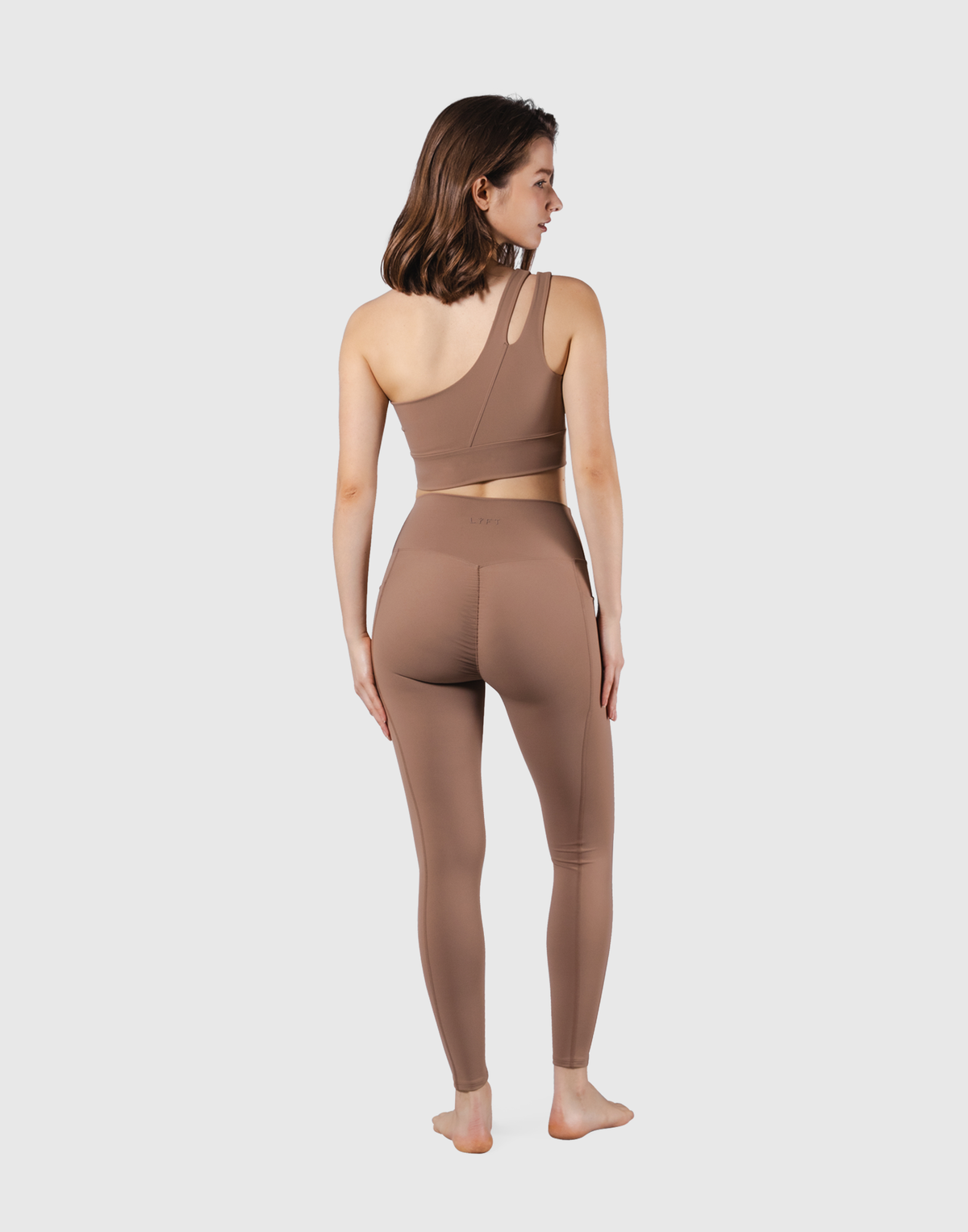 Cutout One Shoulder Bratop - Brown