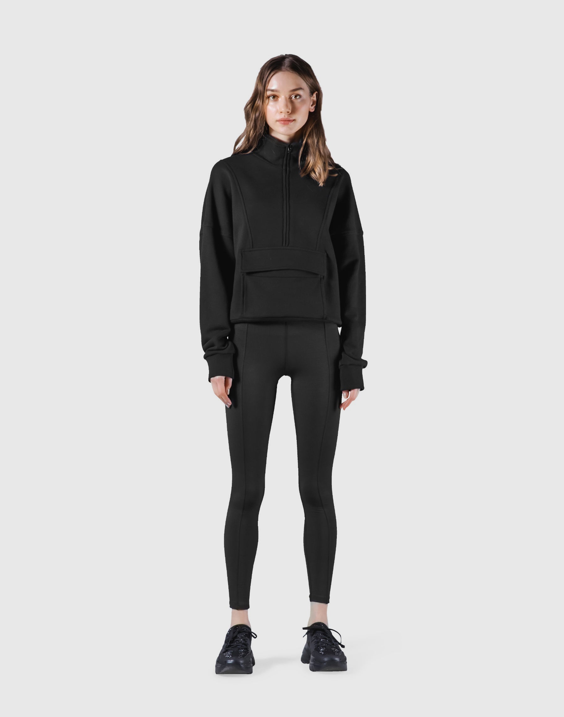 Half Zip 2Way Pocket Sweat Jacket - Black – LÝFT