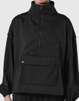 2Way Stretch Half Zip Pocket Jacket - Black