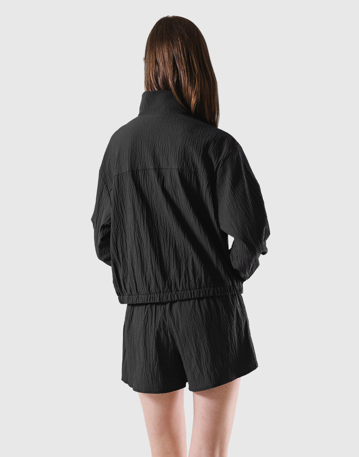 Embossed Nylon Windbreaker - Black