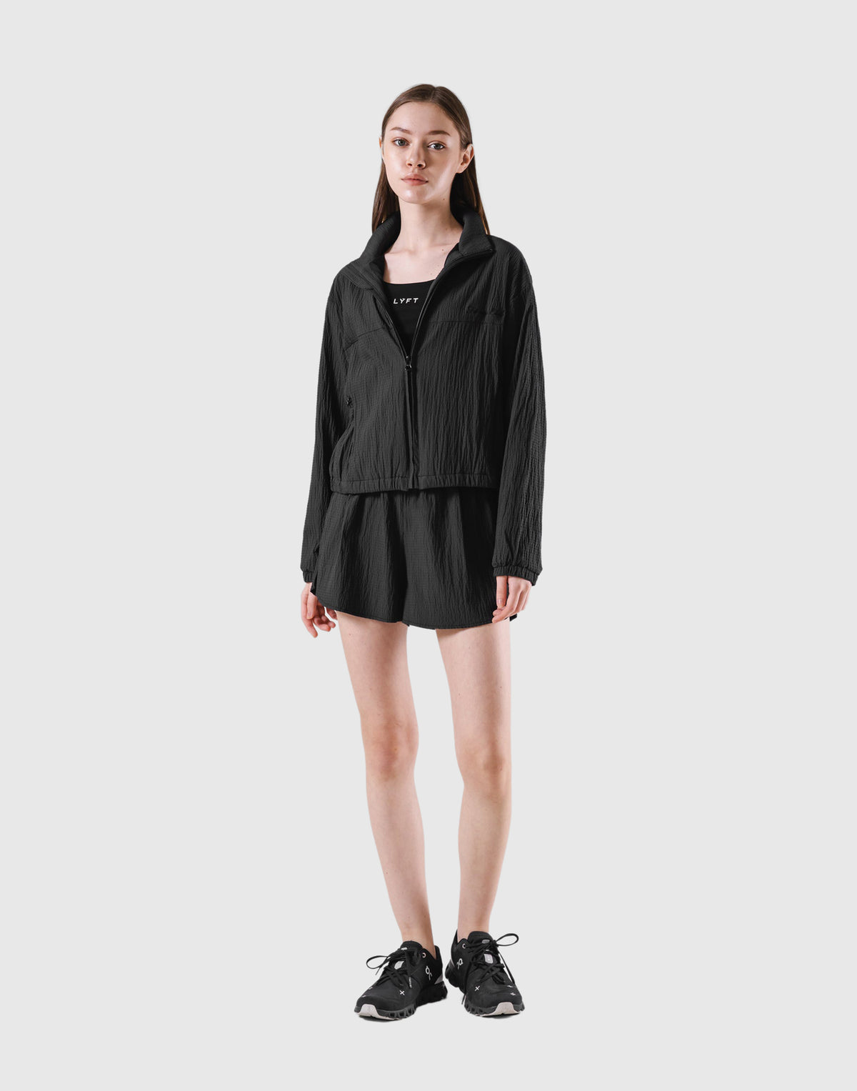 Embossed Nylon Windbreaker - Black
