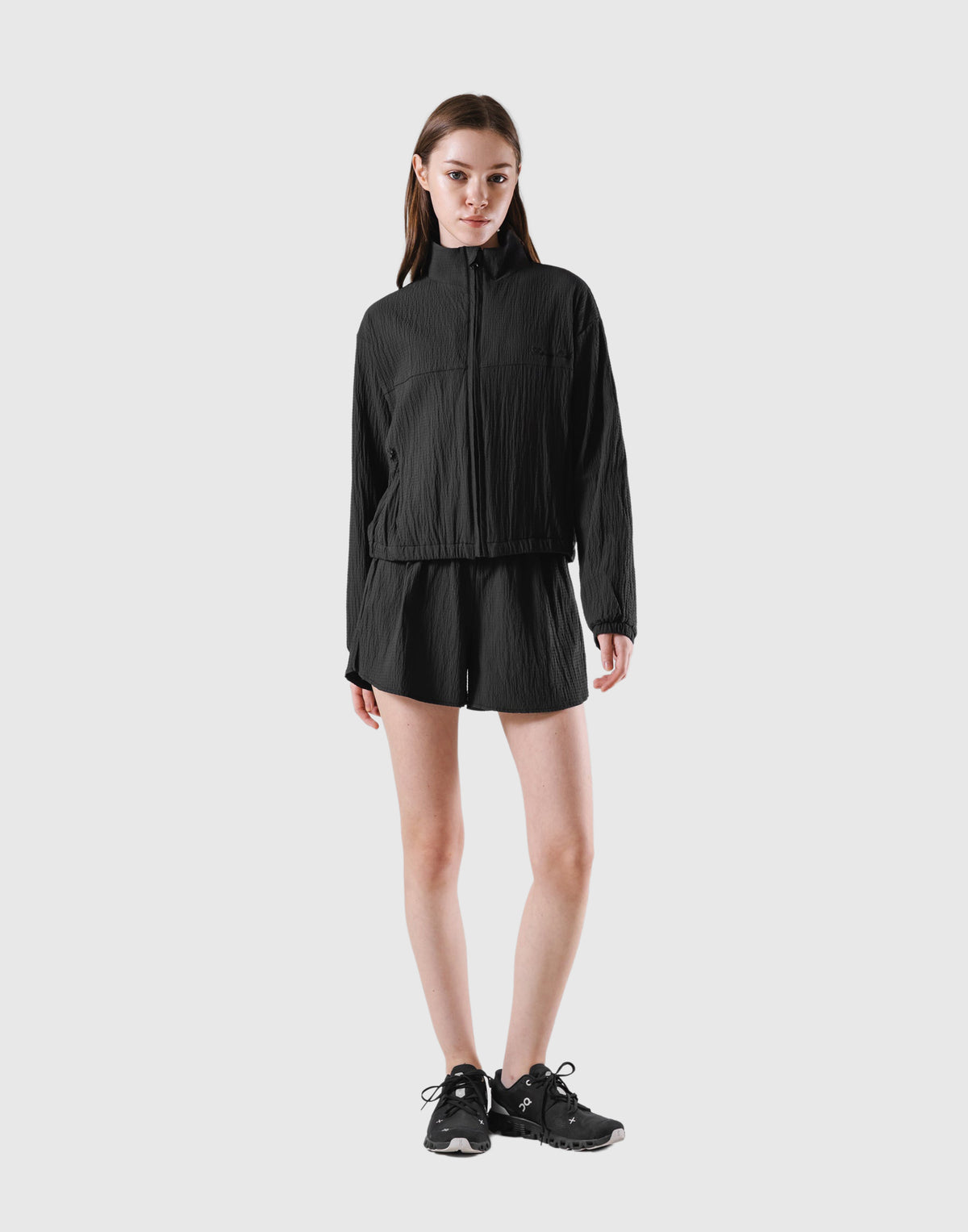 Embossed Nylon Windbreaker - Black