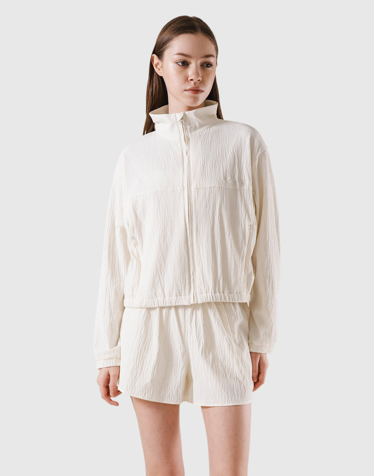 Embossed Nylon Windbreaker - White