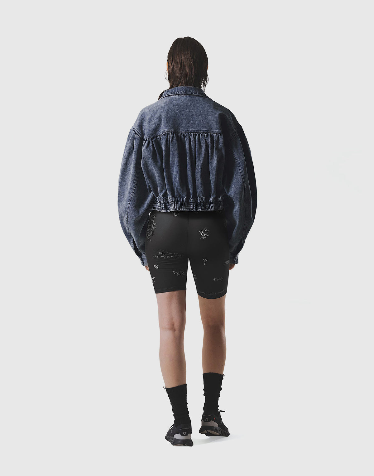 Back Gather Denim Jacket - Blue