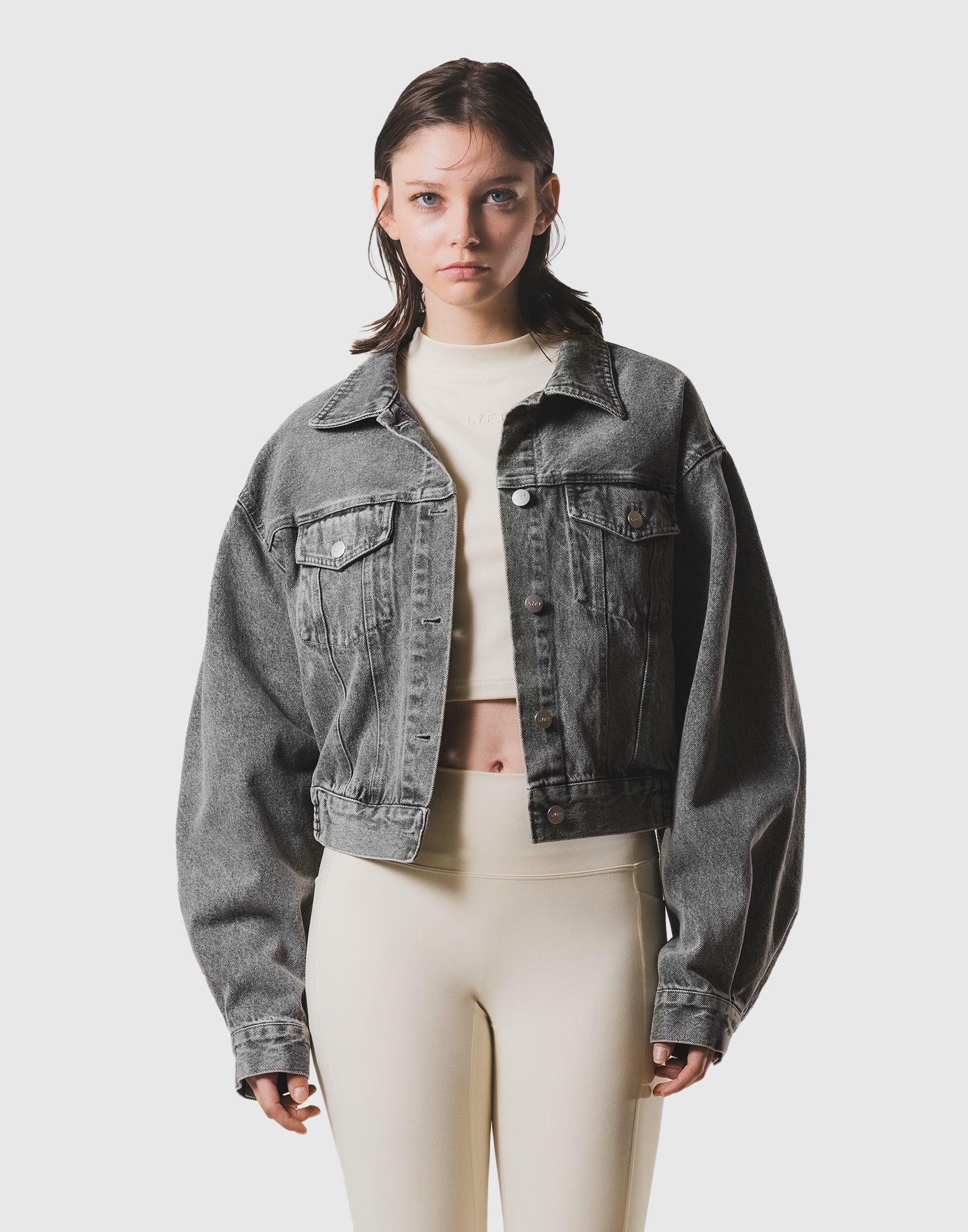 Back Gather Denim Jacket - Grey – LÝFT