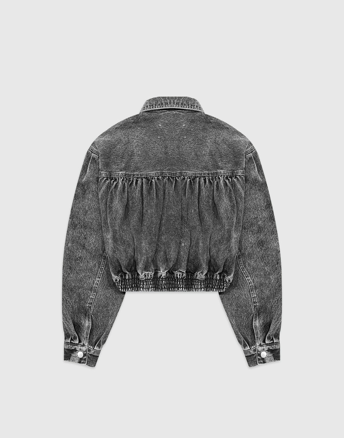 Back Gather Denim Jacket - Grey