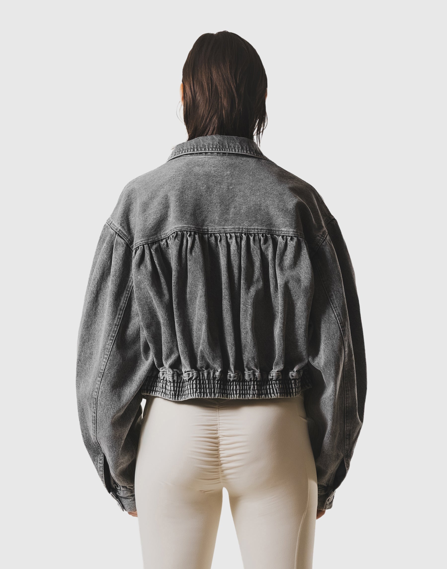 Back Gather Denim Jacket - Grey – LÝFT