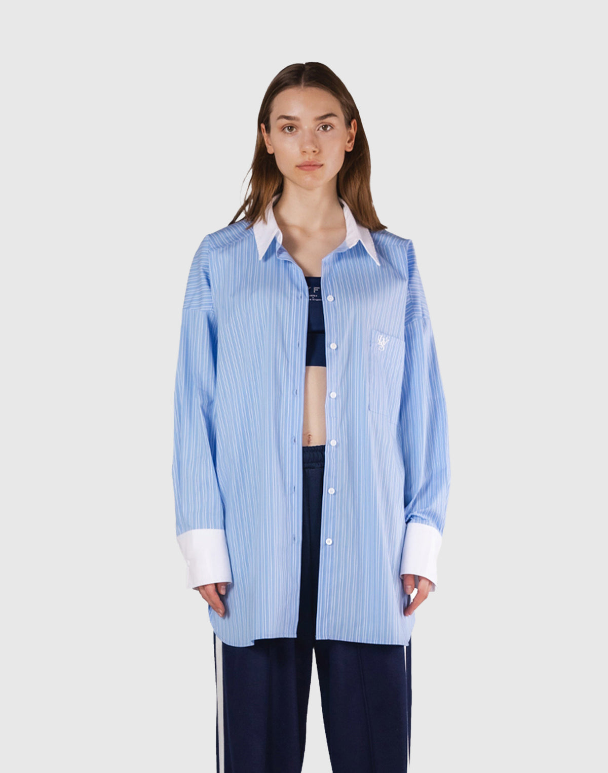 Side Slit Oversize Shirt - L.Blue