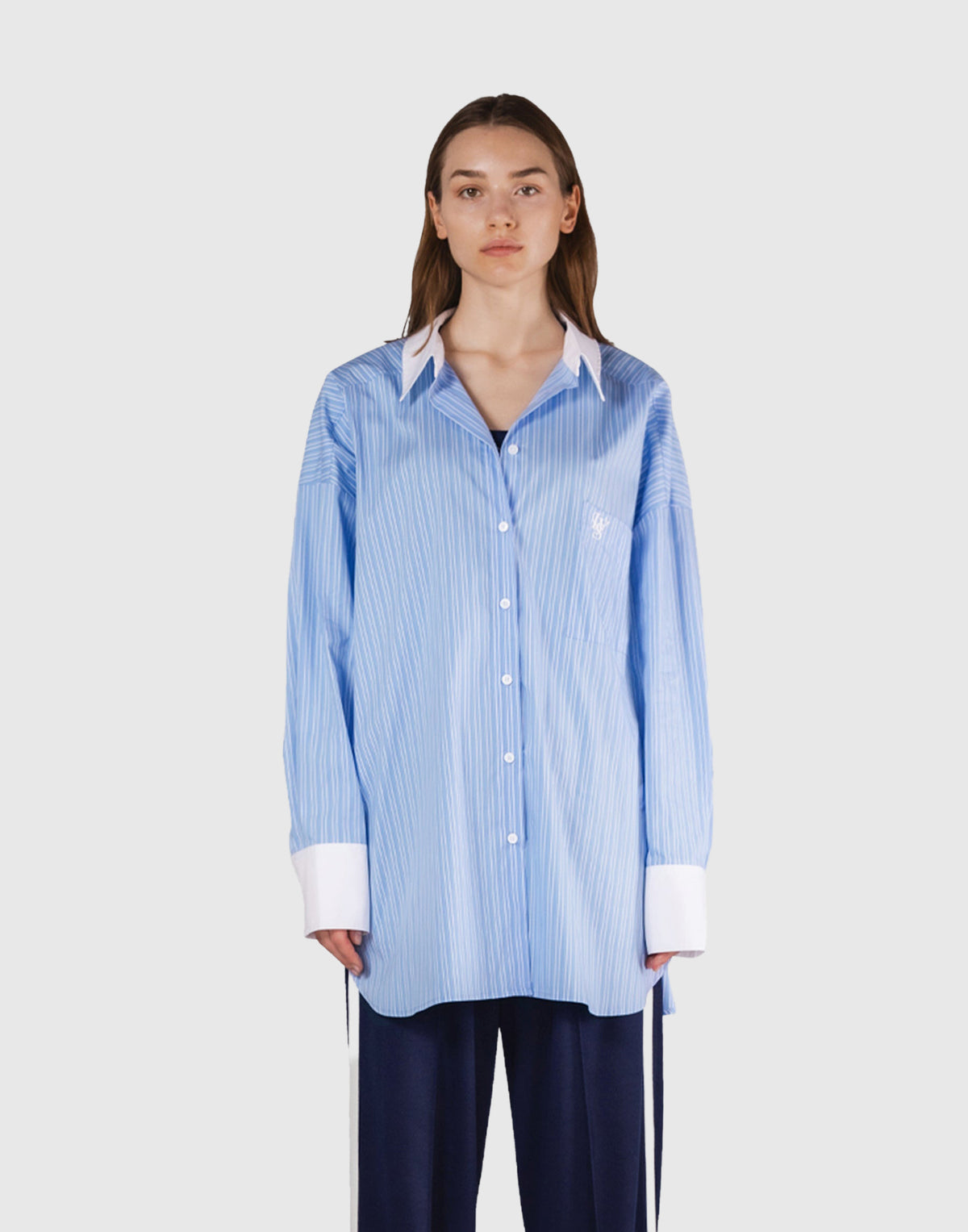 Side Slit Oversize Shirt - L.Blue