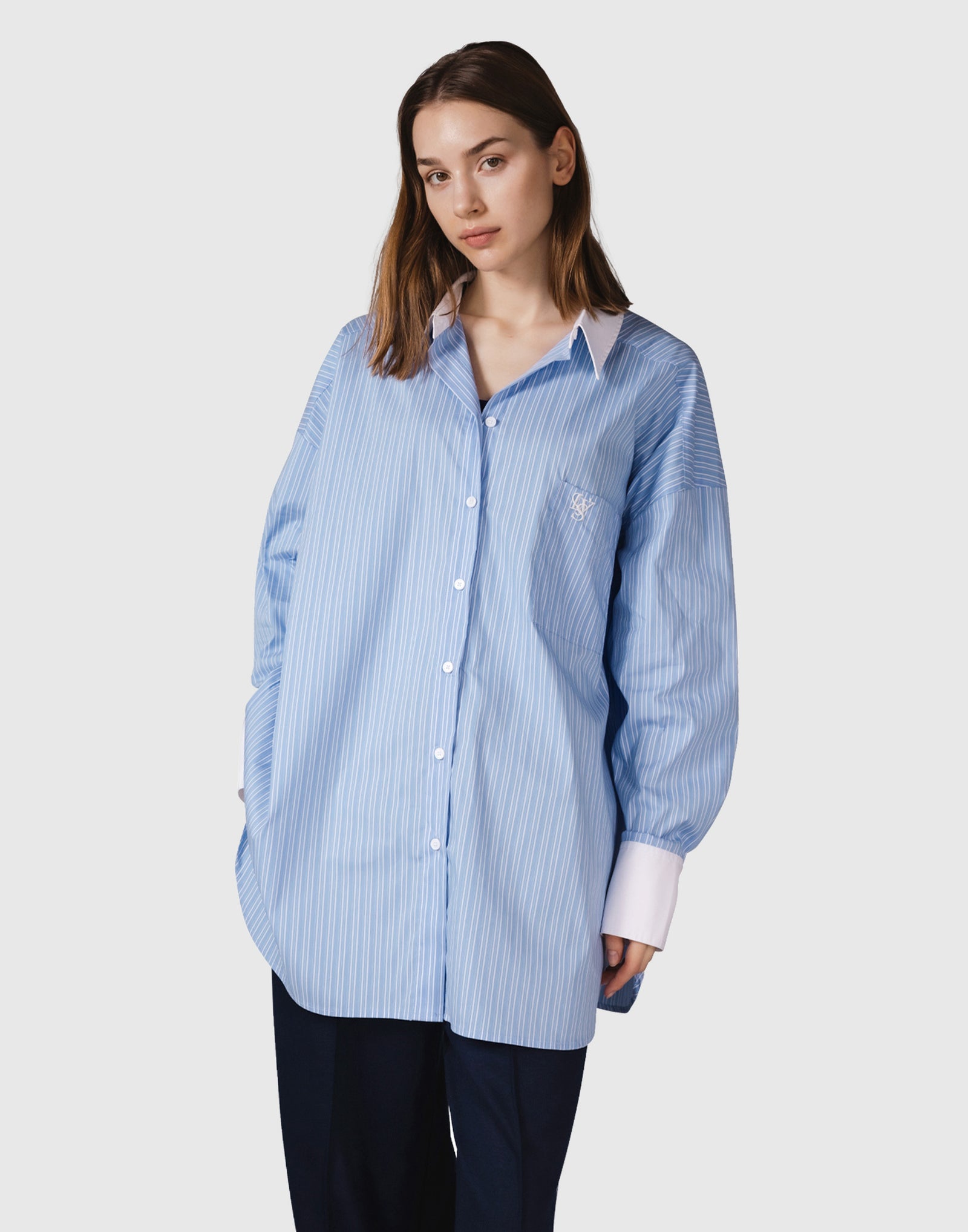 Side Slit Oversize Shirt - L.Blue – LÝFT