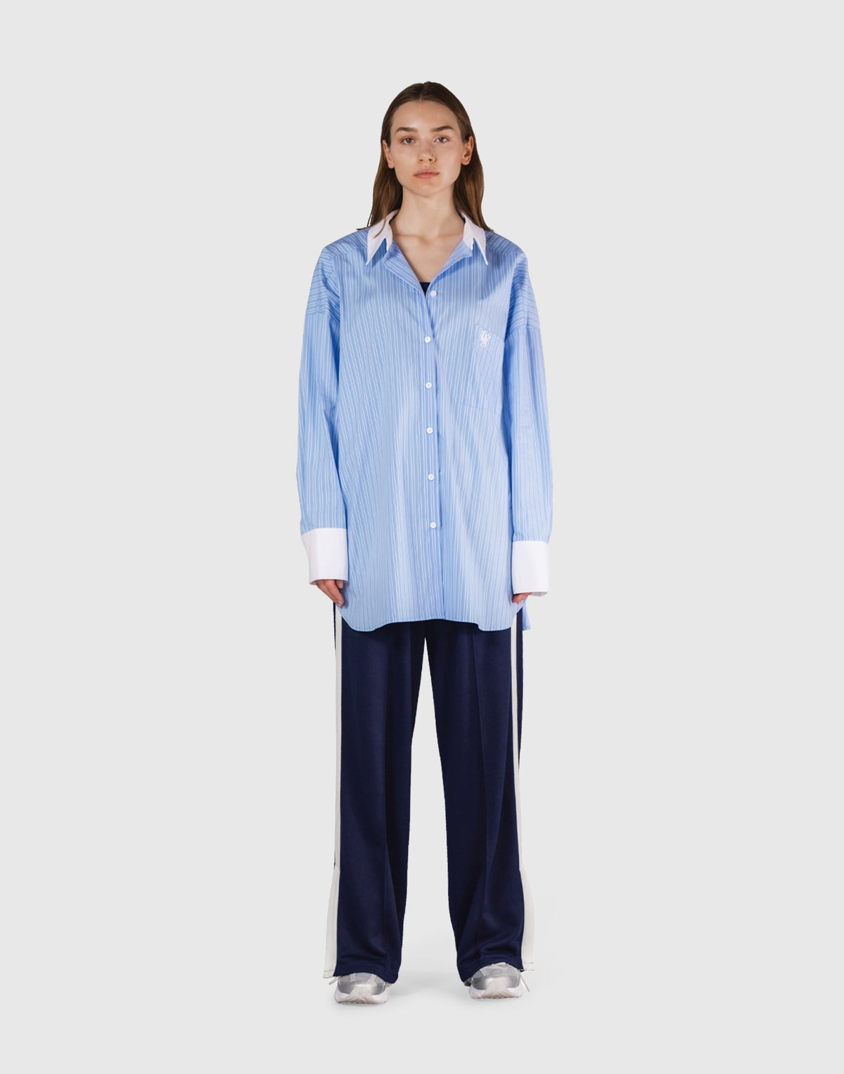 Side Slit Oversize Shirt - L.Blue