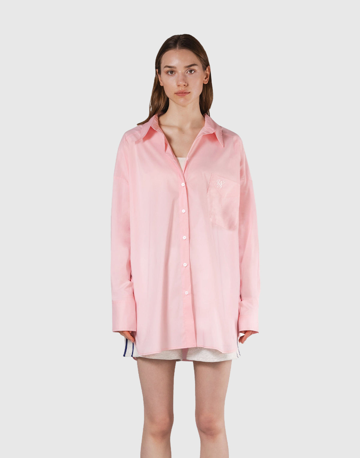 Side Slit Oversize Shirt - Pink