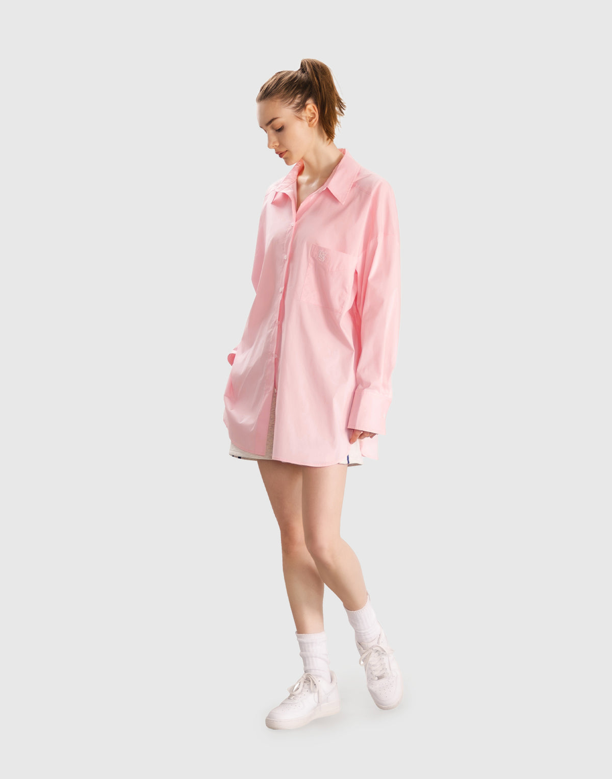 Side Slit Oversize Shirt - Pink