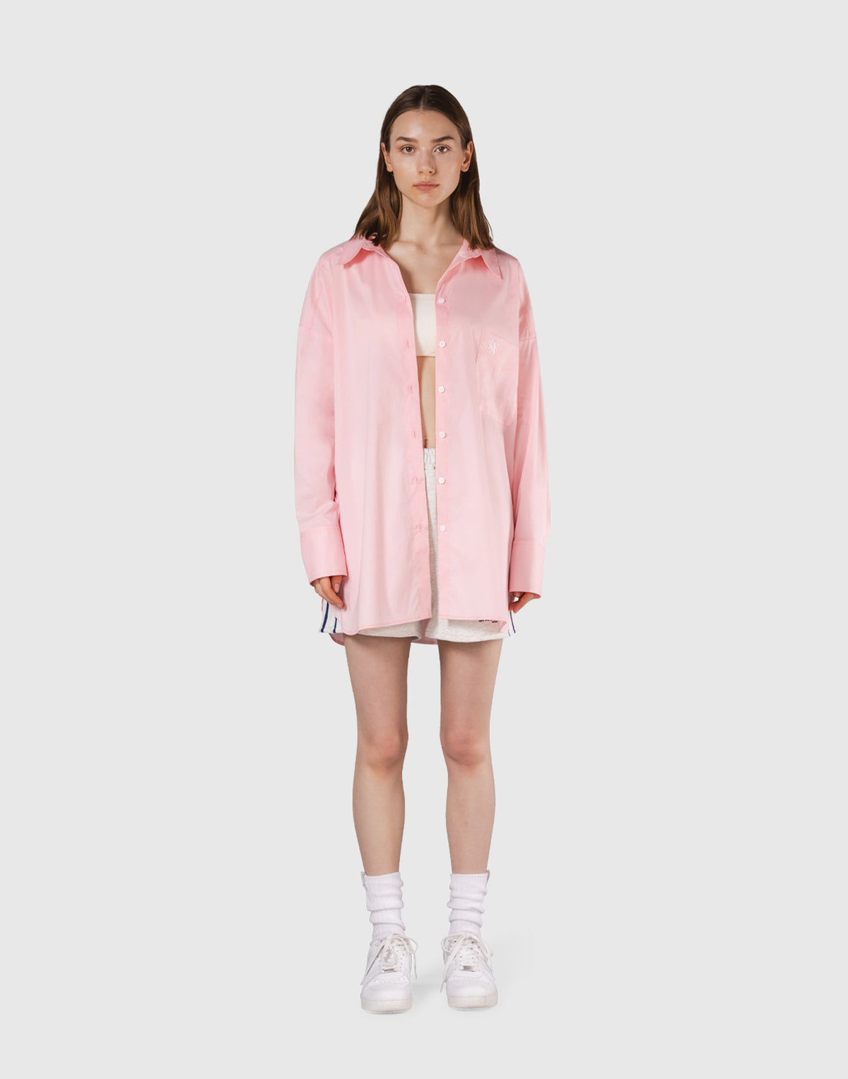 Side Slit Oversize Shirt - Pink