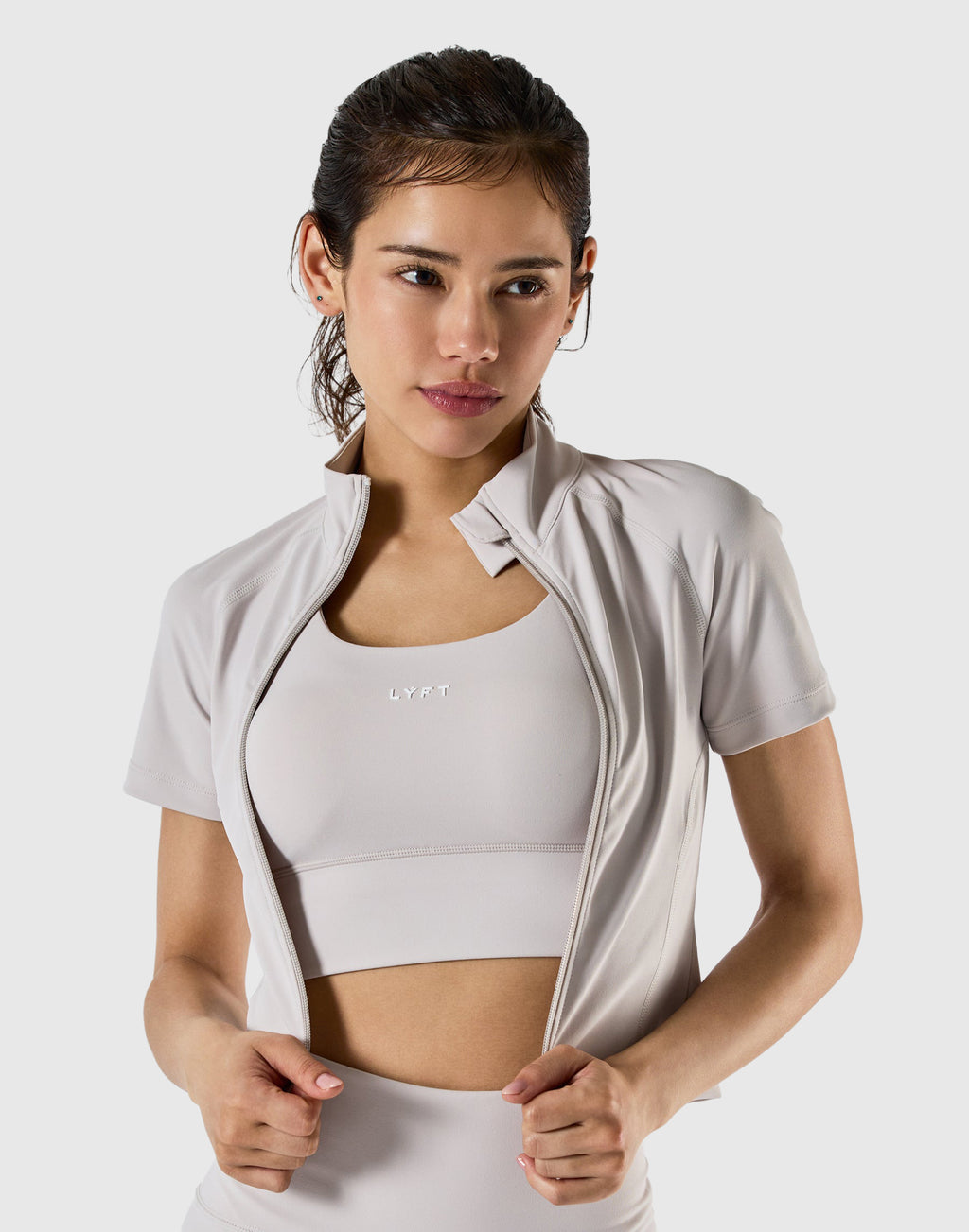 Cropped Slim Fit Short Sleeve Jacket - Ivory – LÝFT