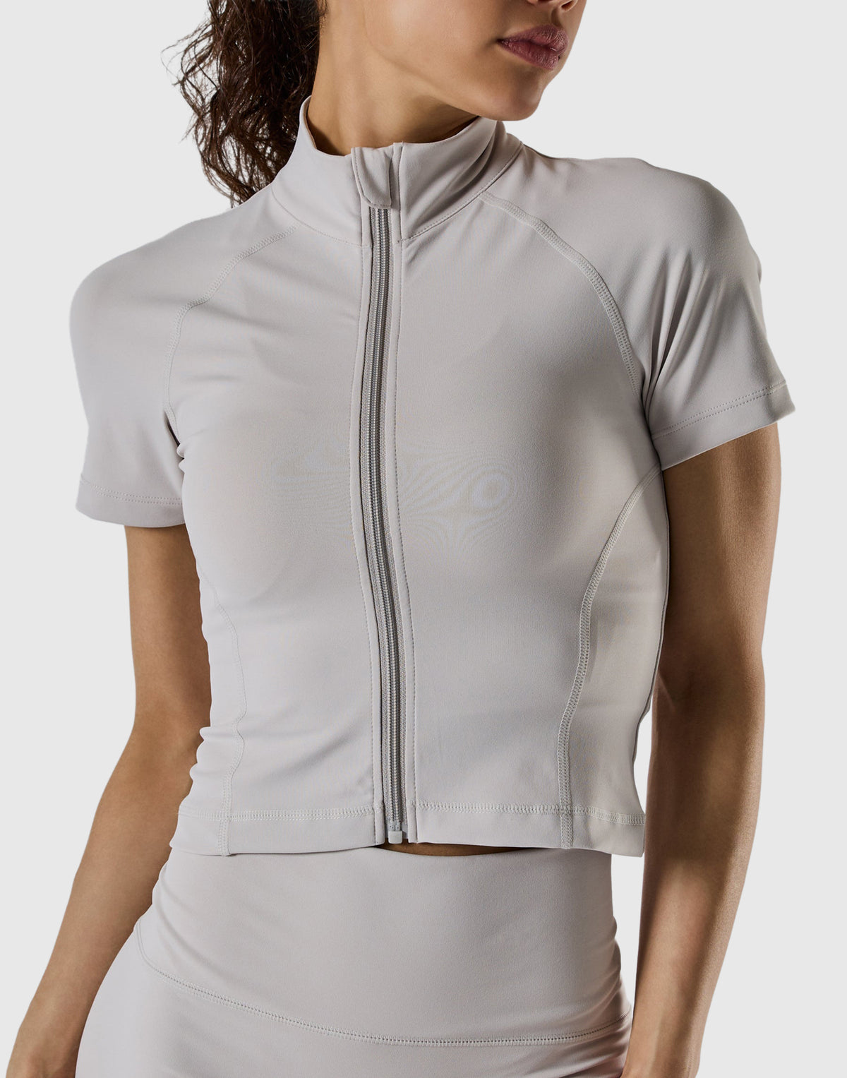 Cropped Slim Fit Short Sleeve Jacket - Ivory