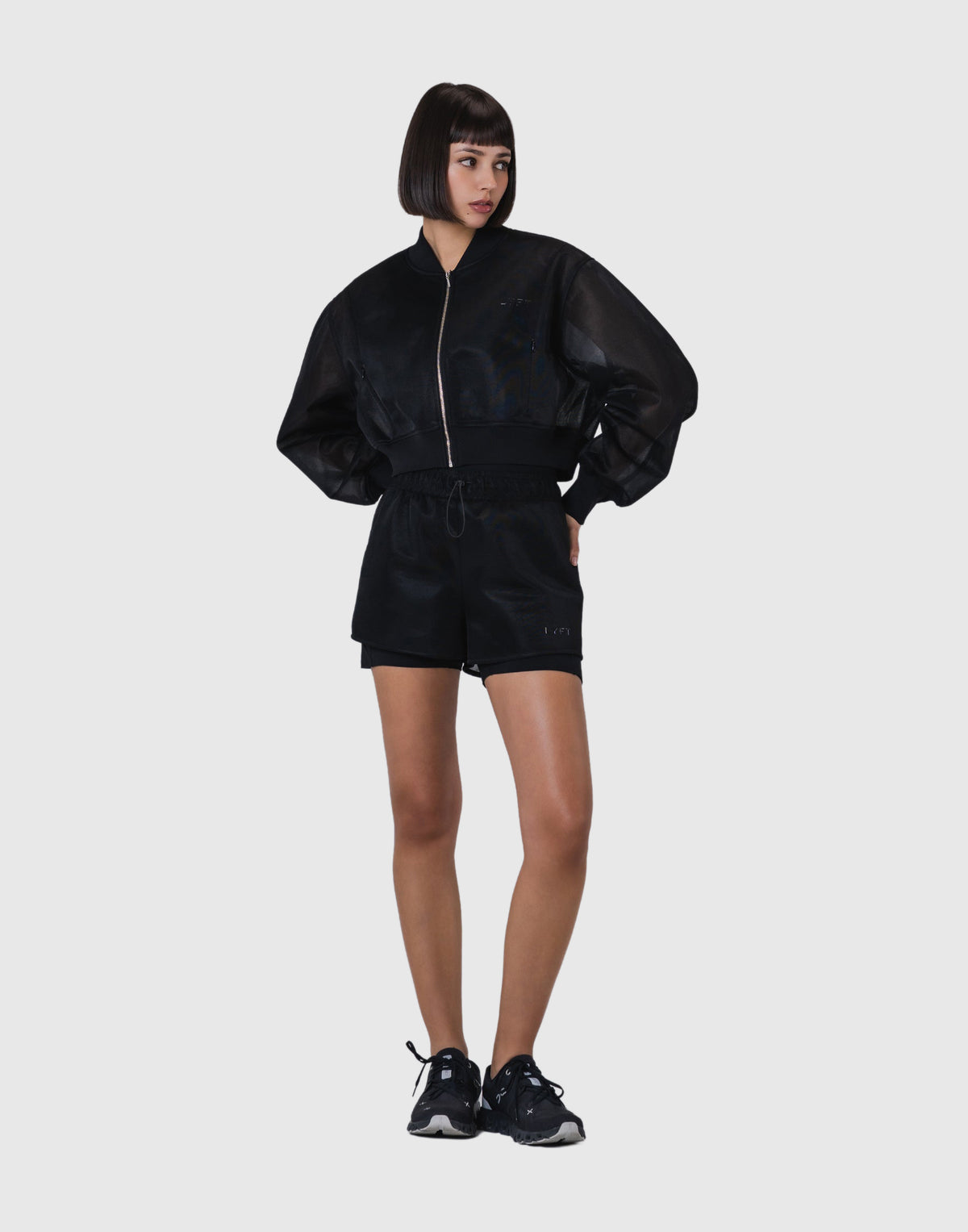 Drop Shoulder Sheer Blouson - Black