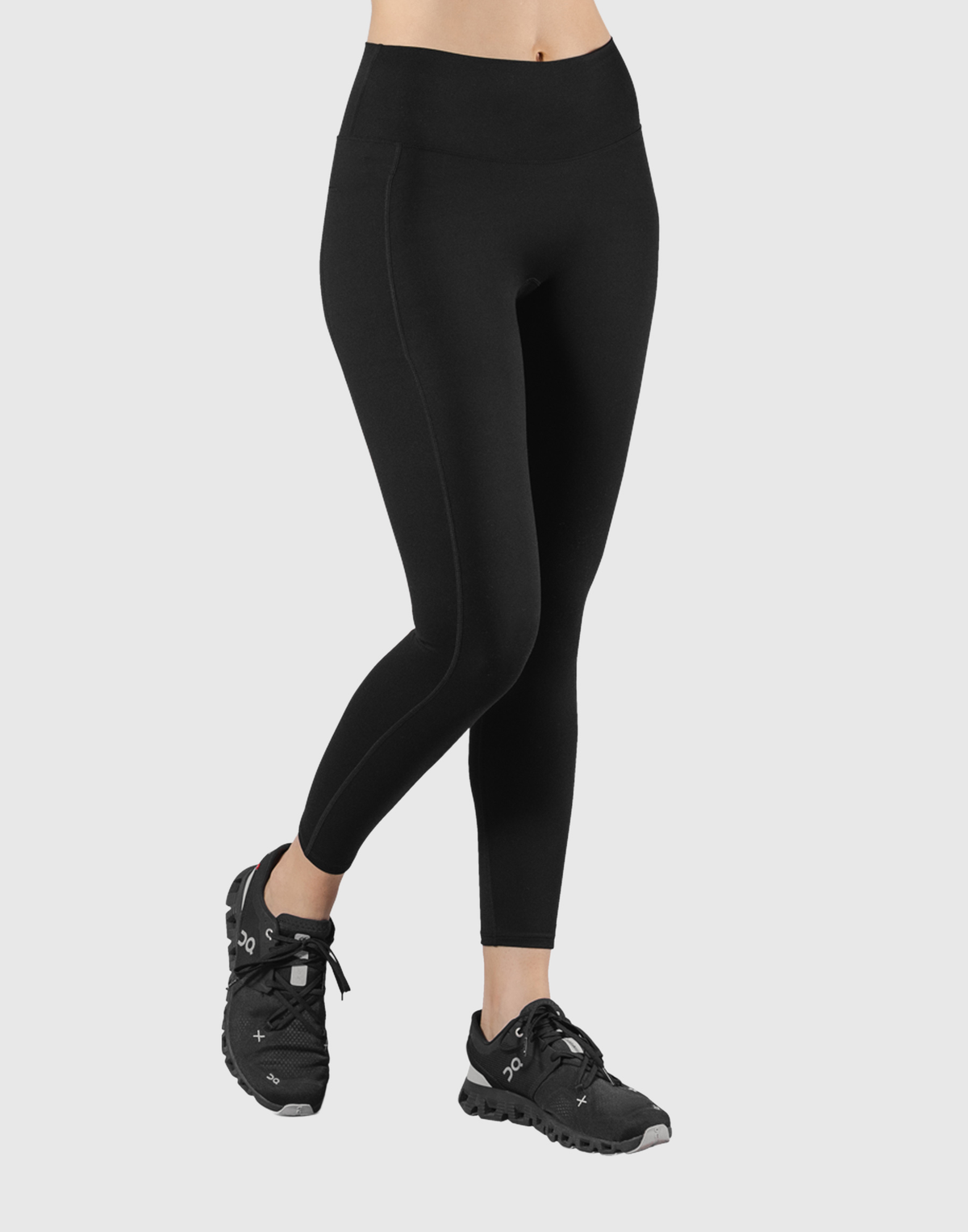 Peach Hip Line Leggings - Black