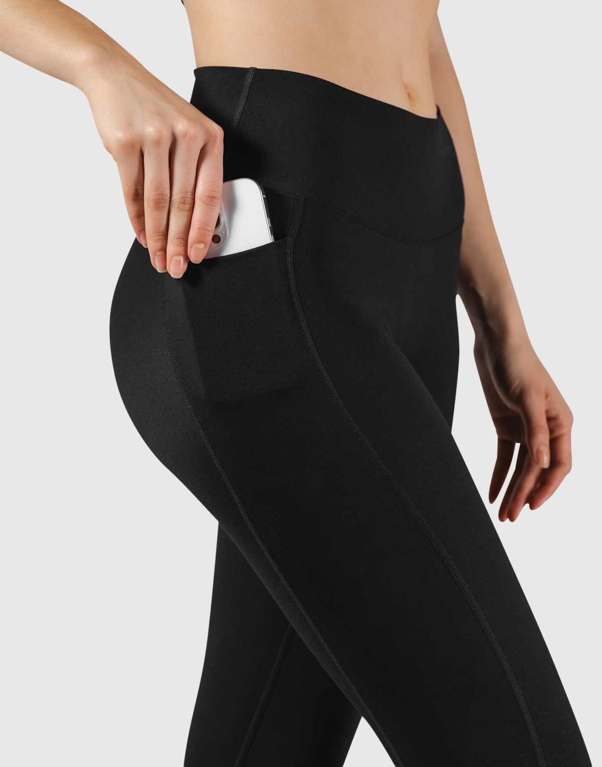Peach Hip Line Leggings - Black