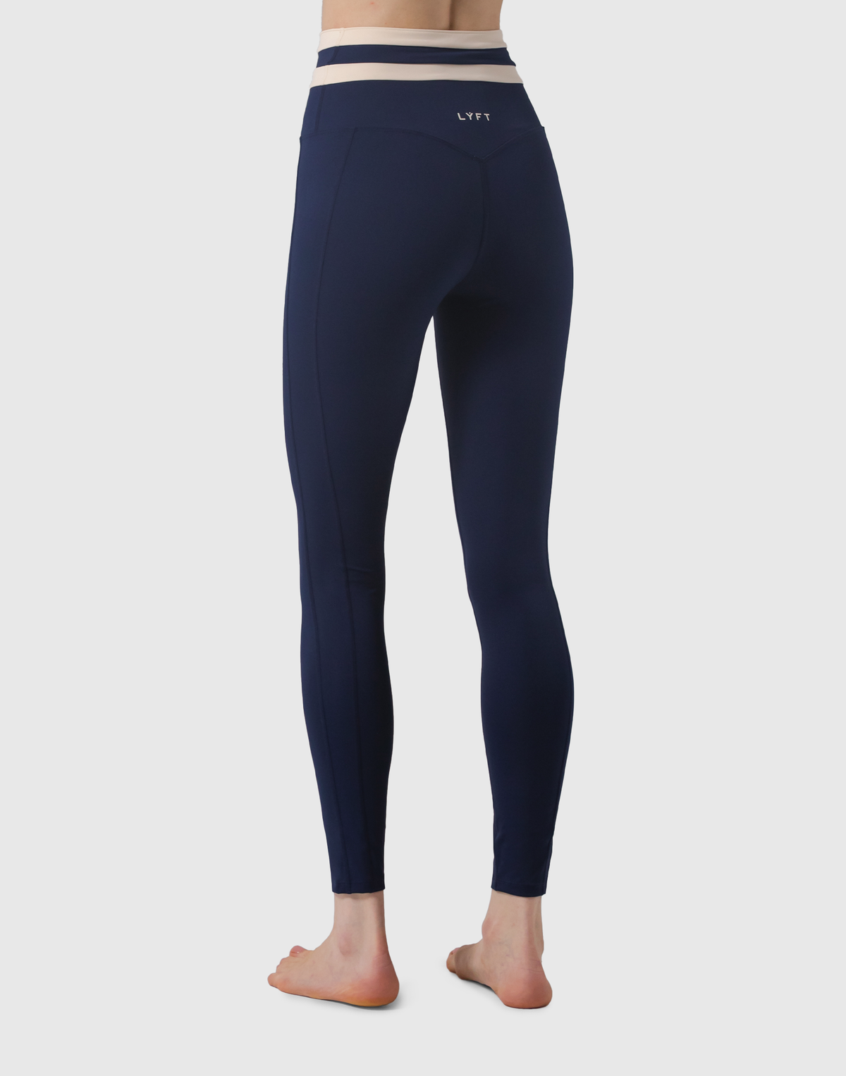 Waist Border Pattern Leggings - Navy