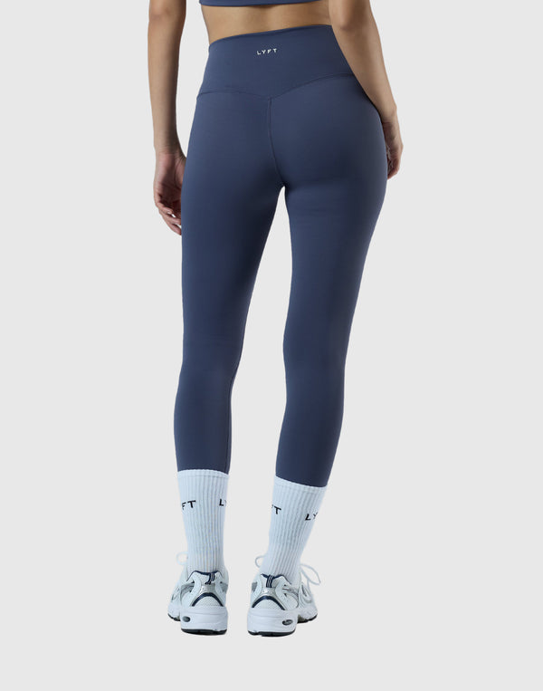 LÝFT Club Waist Rib Leggings - Navy