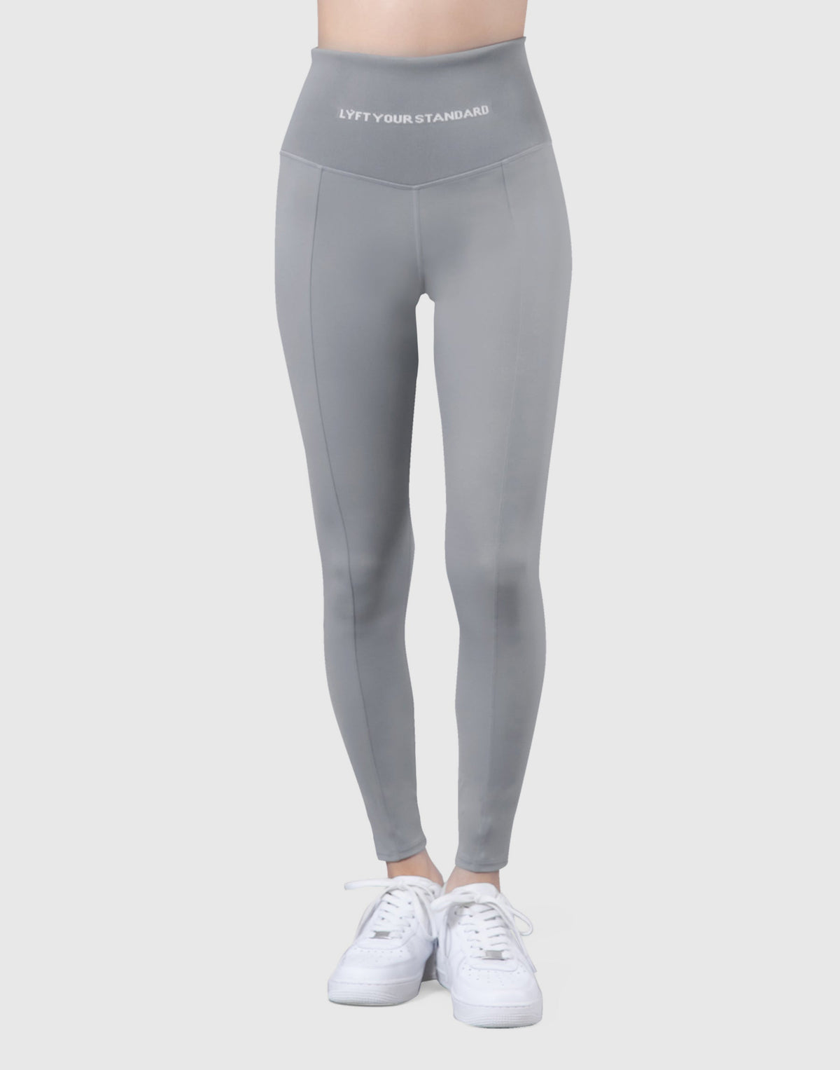 High Rise Waist Rib Leggings - Grey