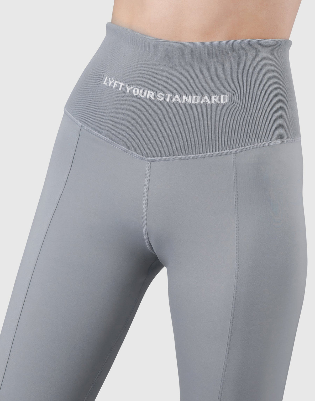 High Rise Waist Rib Leggings - Grey
