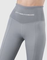 High Rise Waist Rib Leggings - Grey