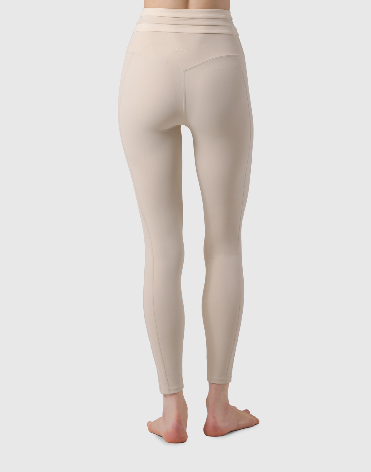 Waist Border Pattern Leggings - Beige