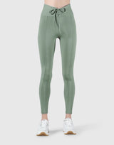 Ribbed Lace-Up Leggings - Melty Green