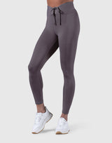 Ribbed Lace-Up Leggings - Ash Grey