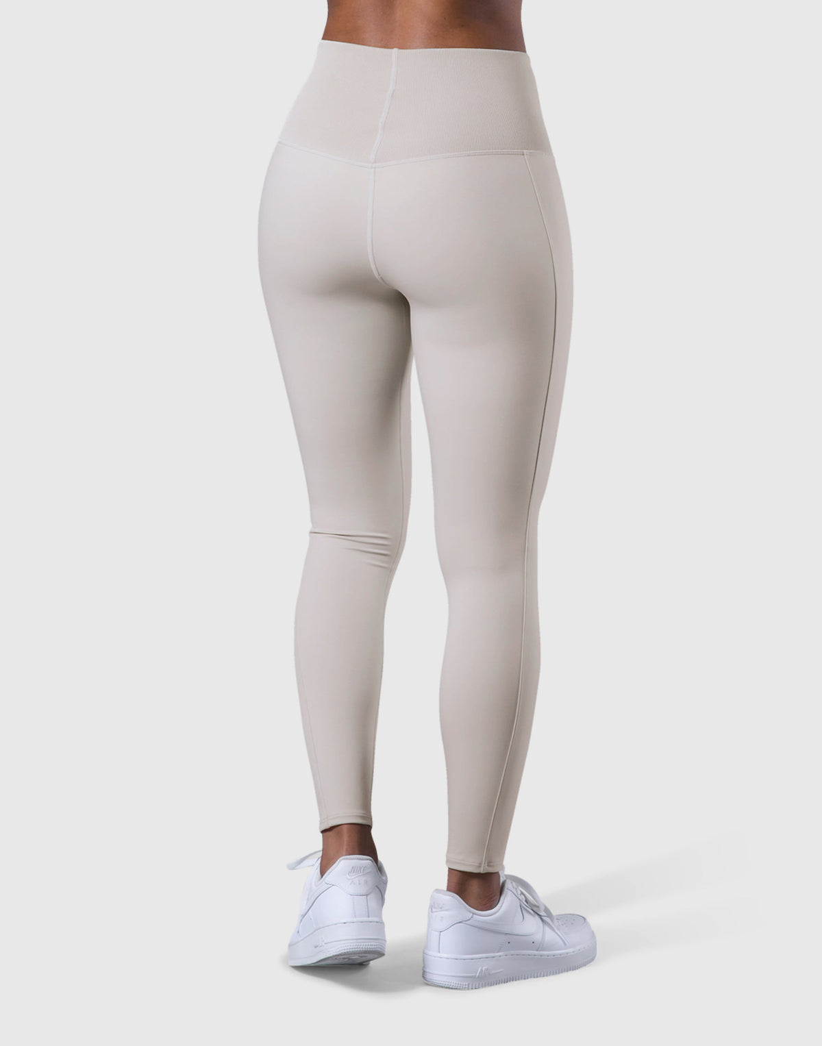 High Rise Waist Rib Leggings - Ivory